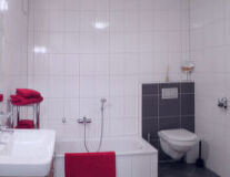 wall, sink, indoor, plumbing fixture, bathtub, shower, tap, toilet, bathroom accessory, mirror